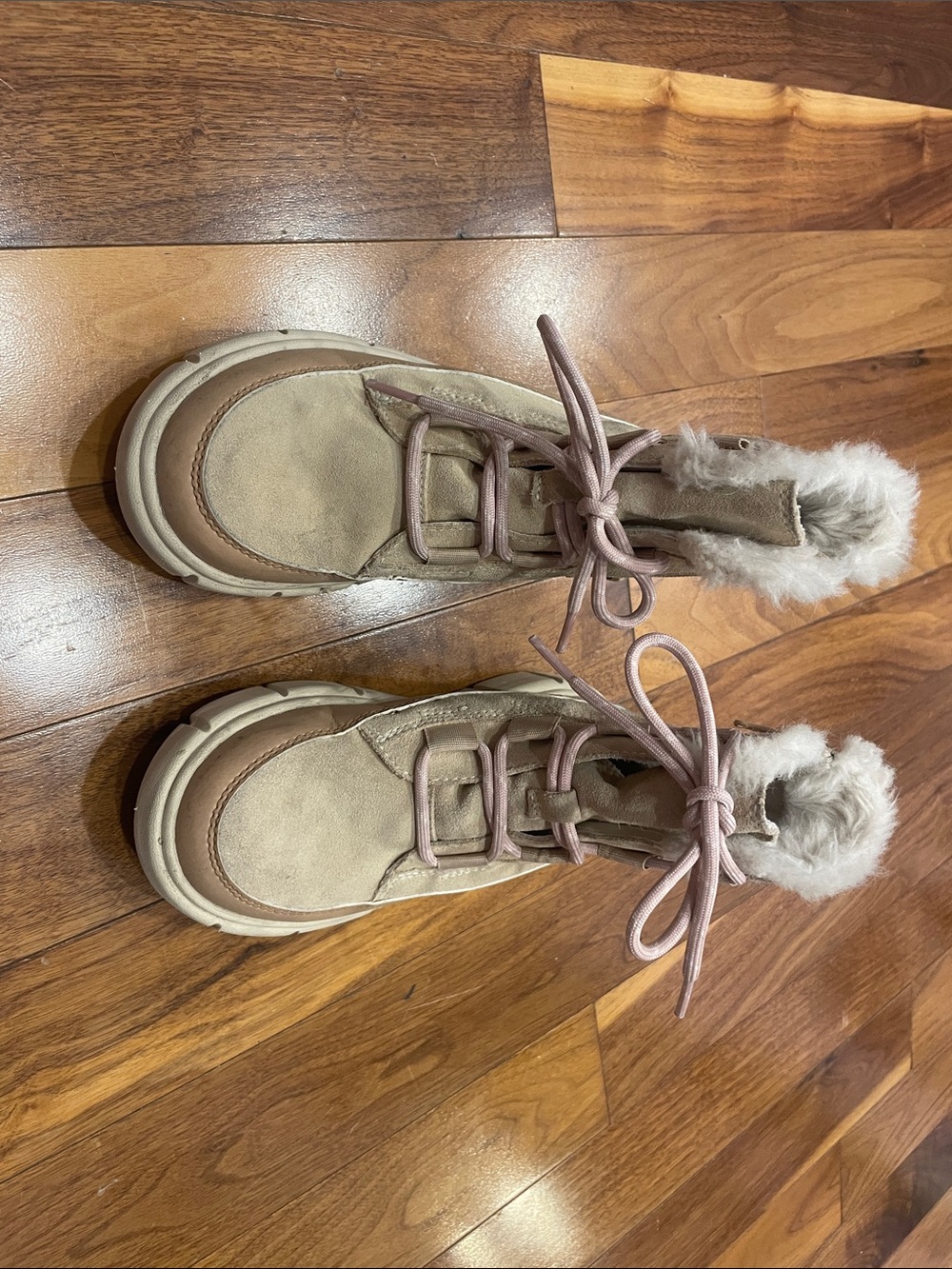 Sorel Kids Taupe and Pink Faux-Fur Lined Boots